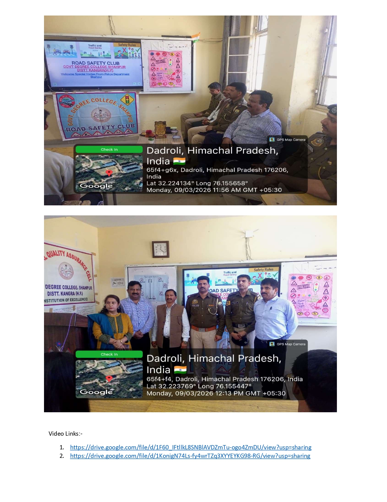 OATH,RALLY AND LECTURE ON ROAD SAFETY AWARENESS FROM POLICE DEPTT.