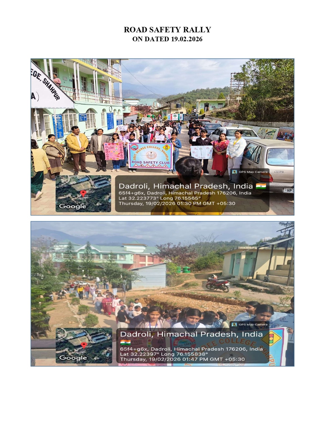 OATH,RALLY AND LECTURE ON ROAD SAFETY AWARENESS FROM POLICE DEPTT.