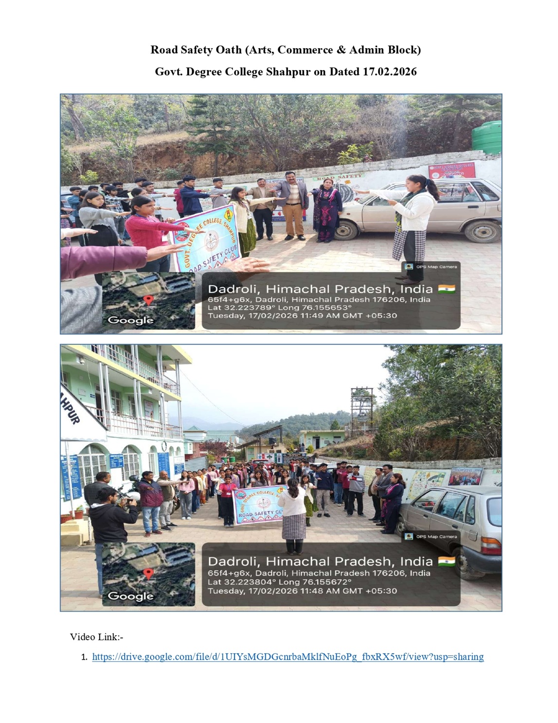 OATH,RALLY AND LECTURE ON ROAD SAFETY AWARENESS FROM POLICE DEPTT.